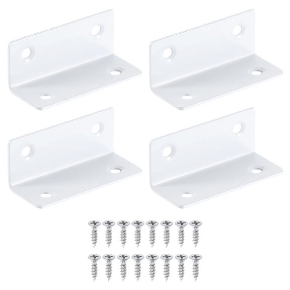 4Pcs L-Shaped Brackets Corner Brace, 0.98"x0.98"x2.36" Corner Bracket Shelf Bracket Right Angle Brackets for Wood Shelves Furniture (25x25x60mm, White)