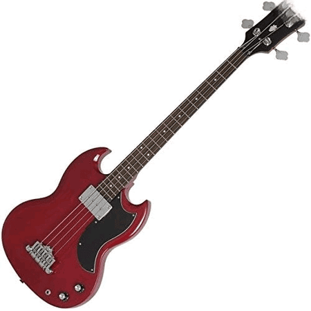 SG Bass E1 Electric Bass Guitar, Cherry Red