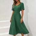 thumbnail image 5 of Levmjia Flowy Midi Dresses for Women V Neck Short Sleeve Polka Dot Dress Summer Casual Fashion Loose Fit Swing Party Beach Vacation, 5 of 6