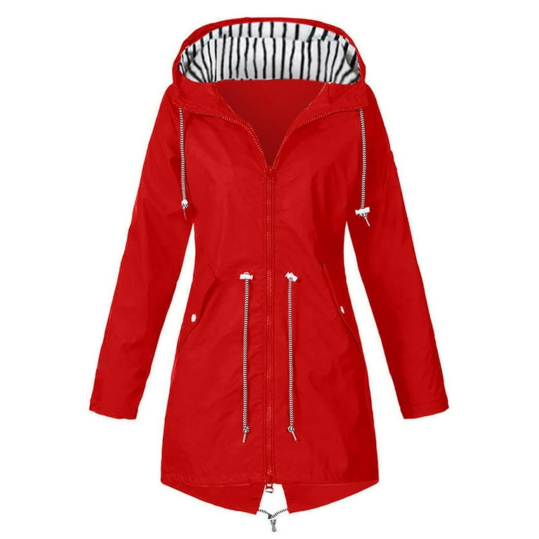 Summer Savings Clearance SHOPESSA Women s Solid Rain Jacket