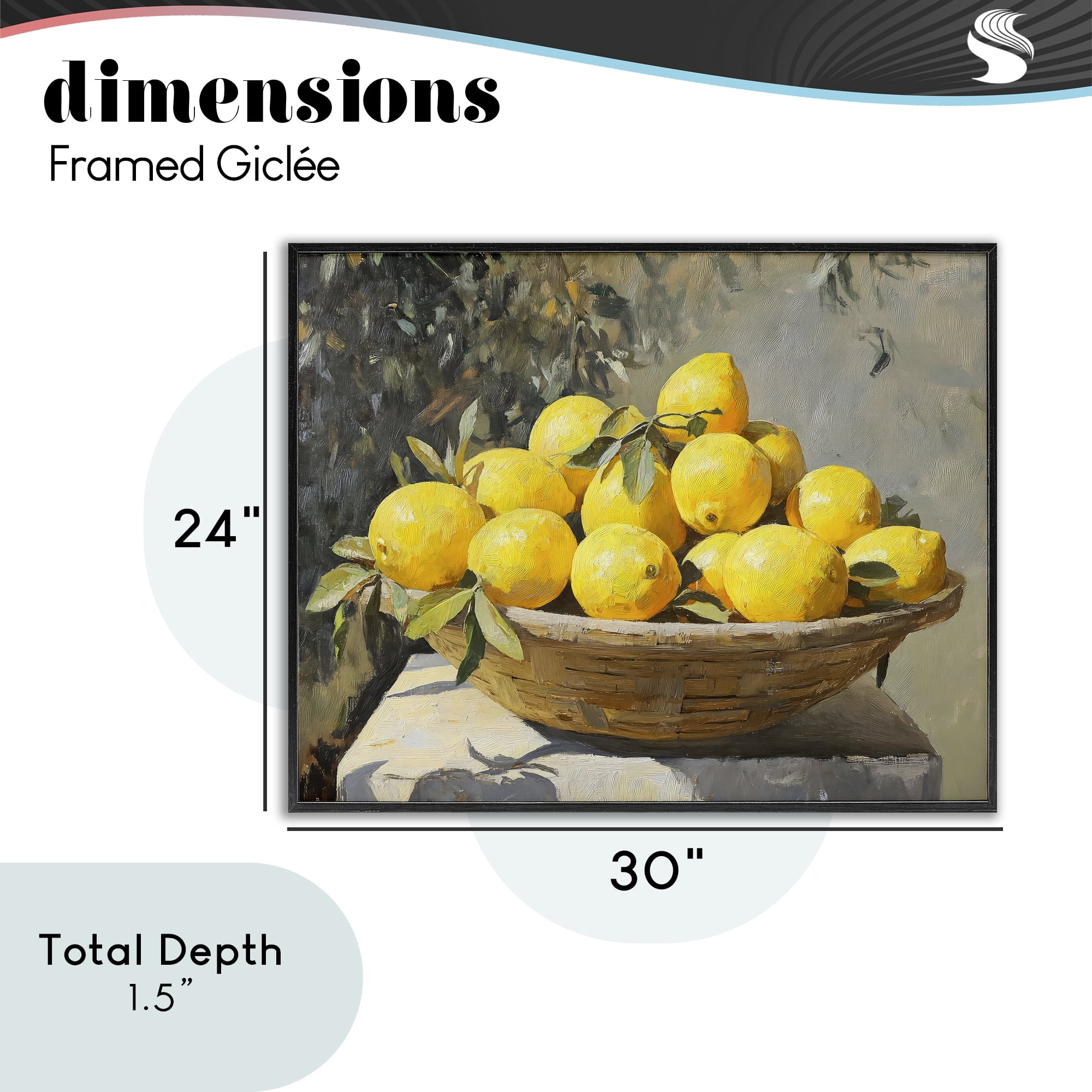 Stupell Industries Basket of Lemons in Sunlight Black Framed Giclee Art, design by Creative Studio