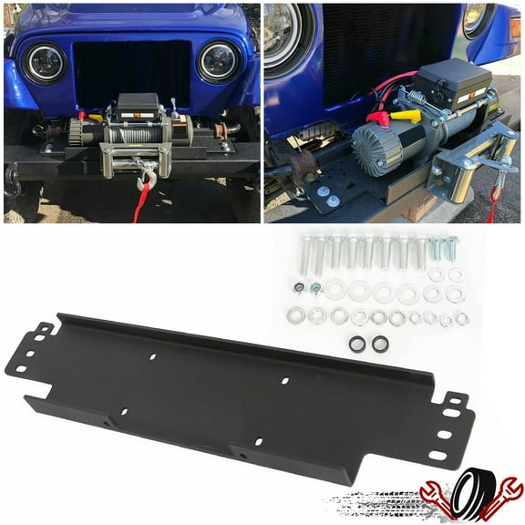 Fits 1987-2006 Jeep Wrangler TJ YJ -12000 lb Capacity Black Winch Mounting Plate