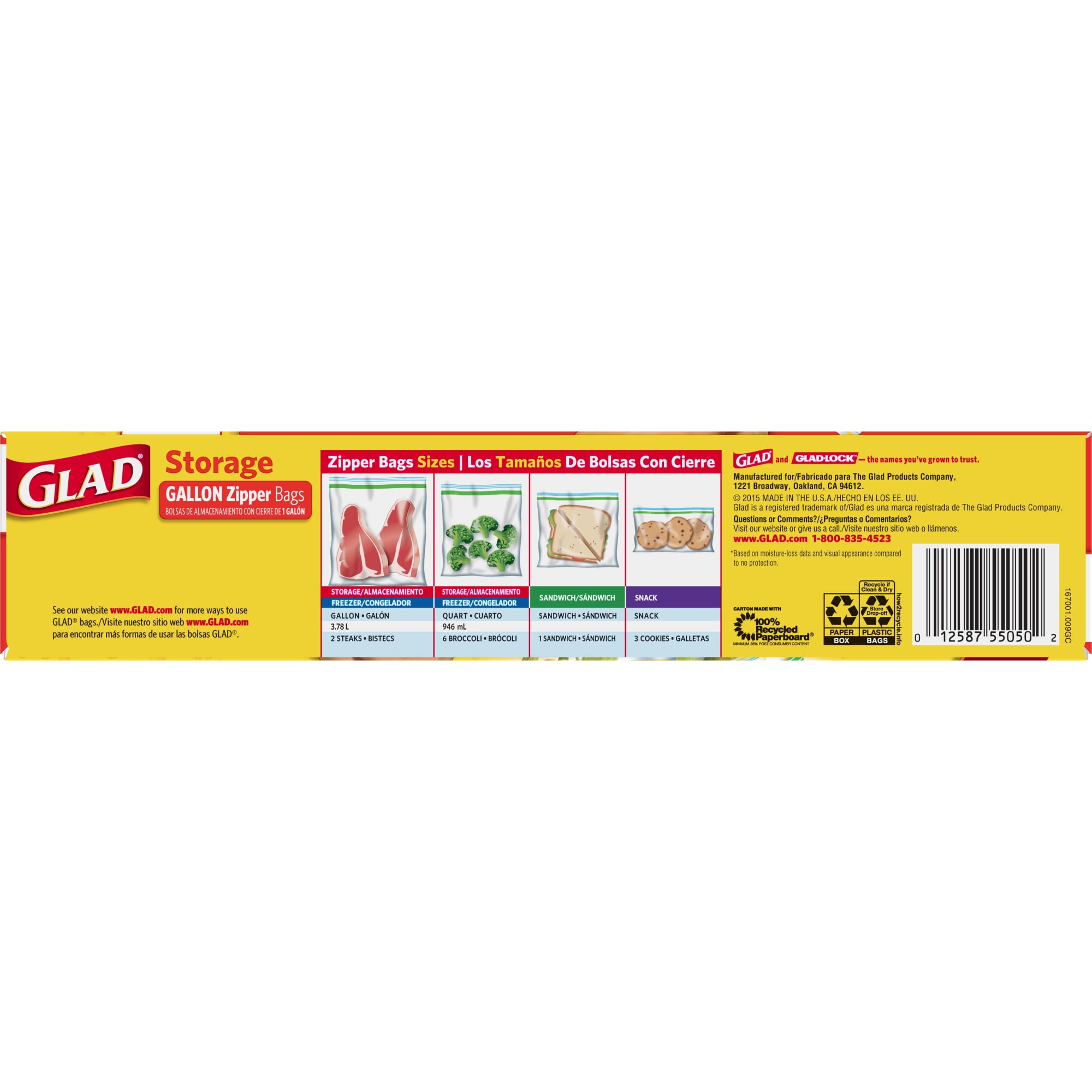 Glad Zipper Food Storage Freezer Bags - Gallon Size - 20 Count