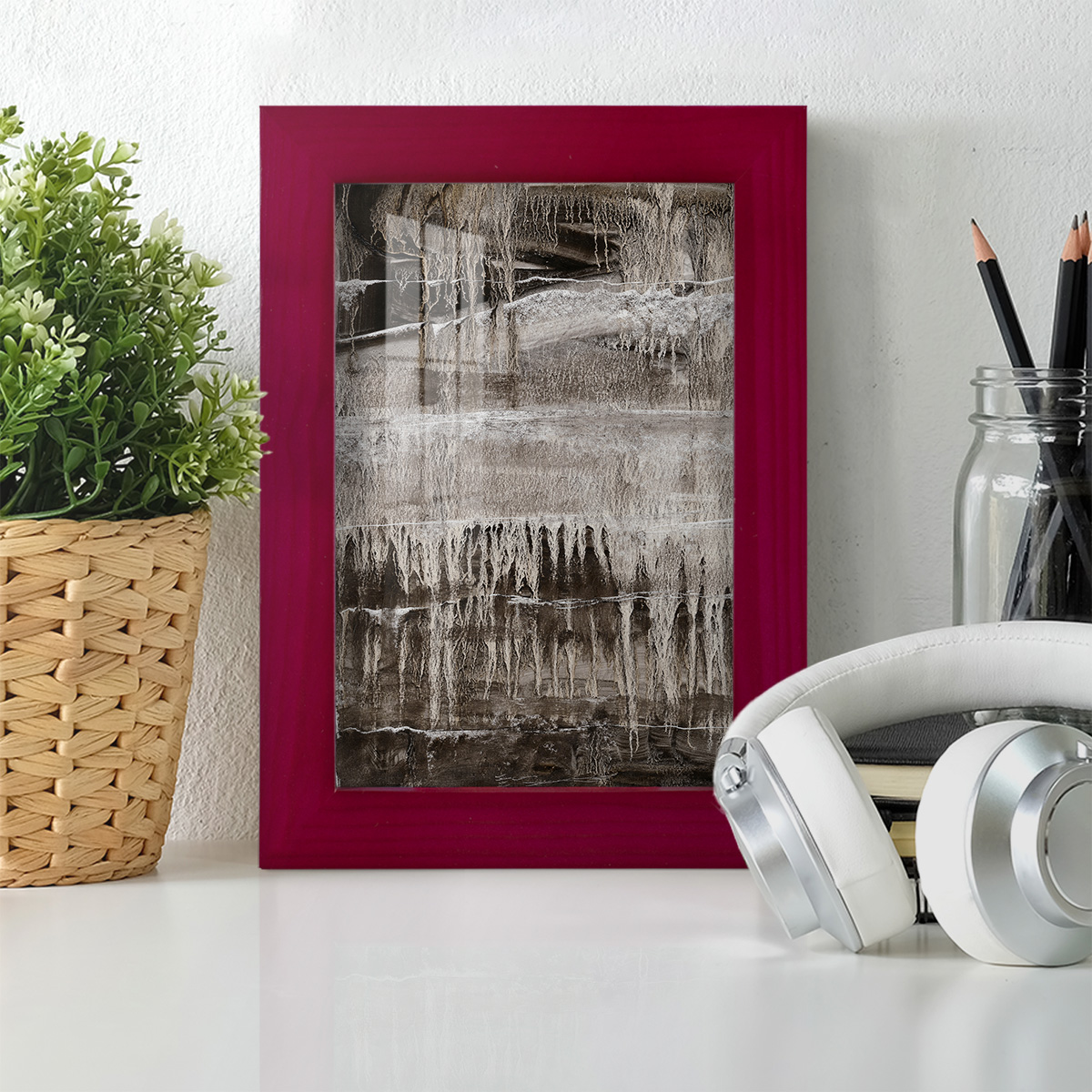 Continuum IV -Framed Print w/glass-Cherry Red