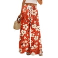 thumbnail image 2 of Dress Pants Women Petite High Waisted Wide Leg Summer Beach Vacation Pants Boho Lounge Casual Palazzo Trousers, 2 of 7