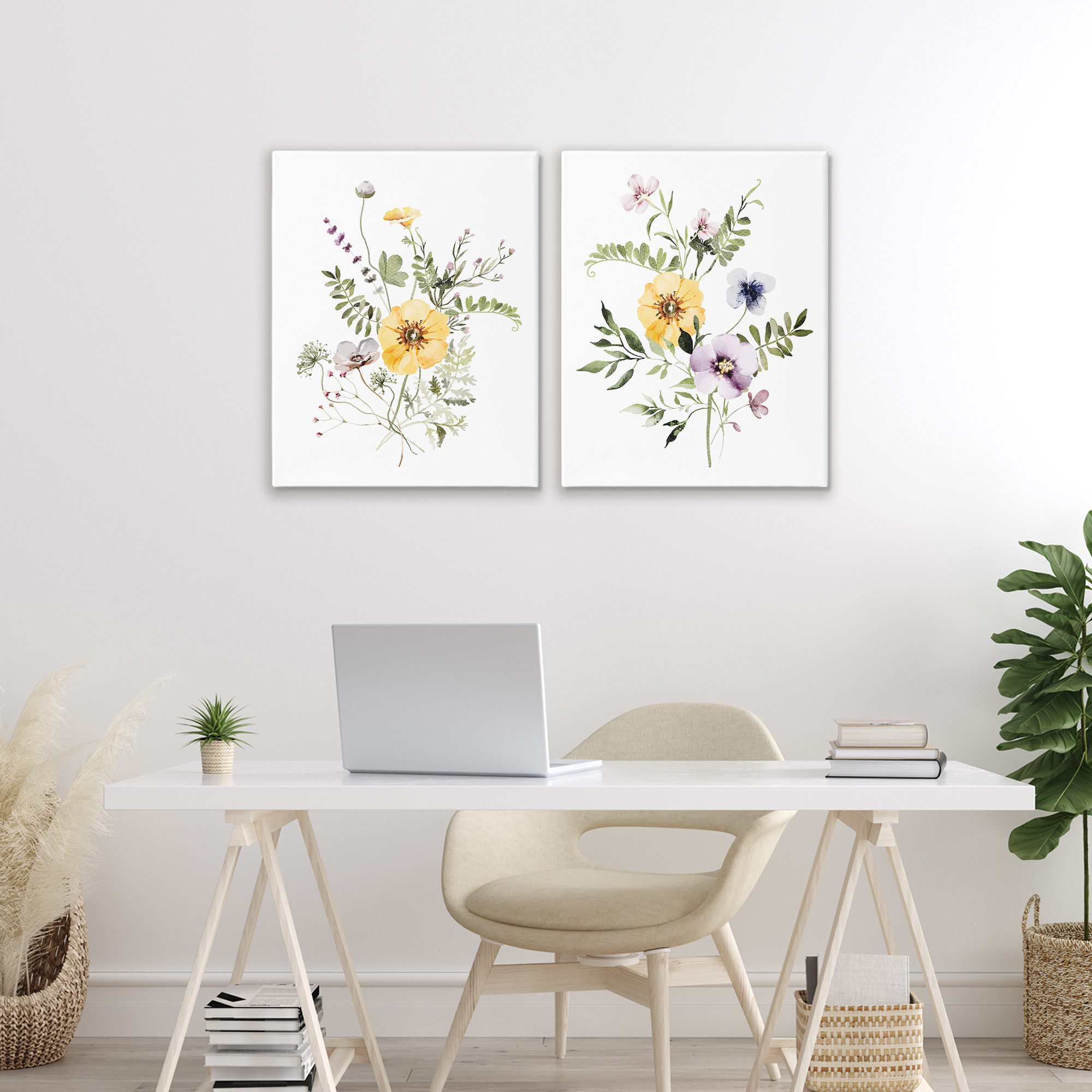 Bundles of Gardening Herbs 2 Piece Canvas Wall Art Set, design by Lettered and Lined