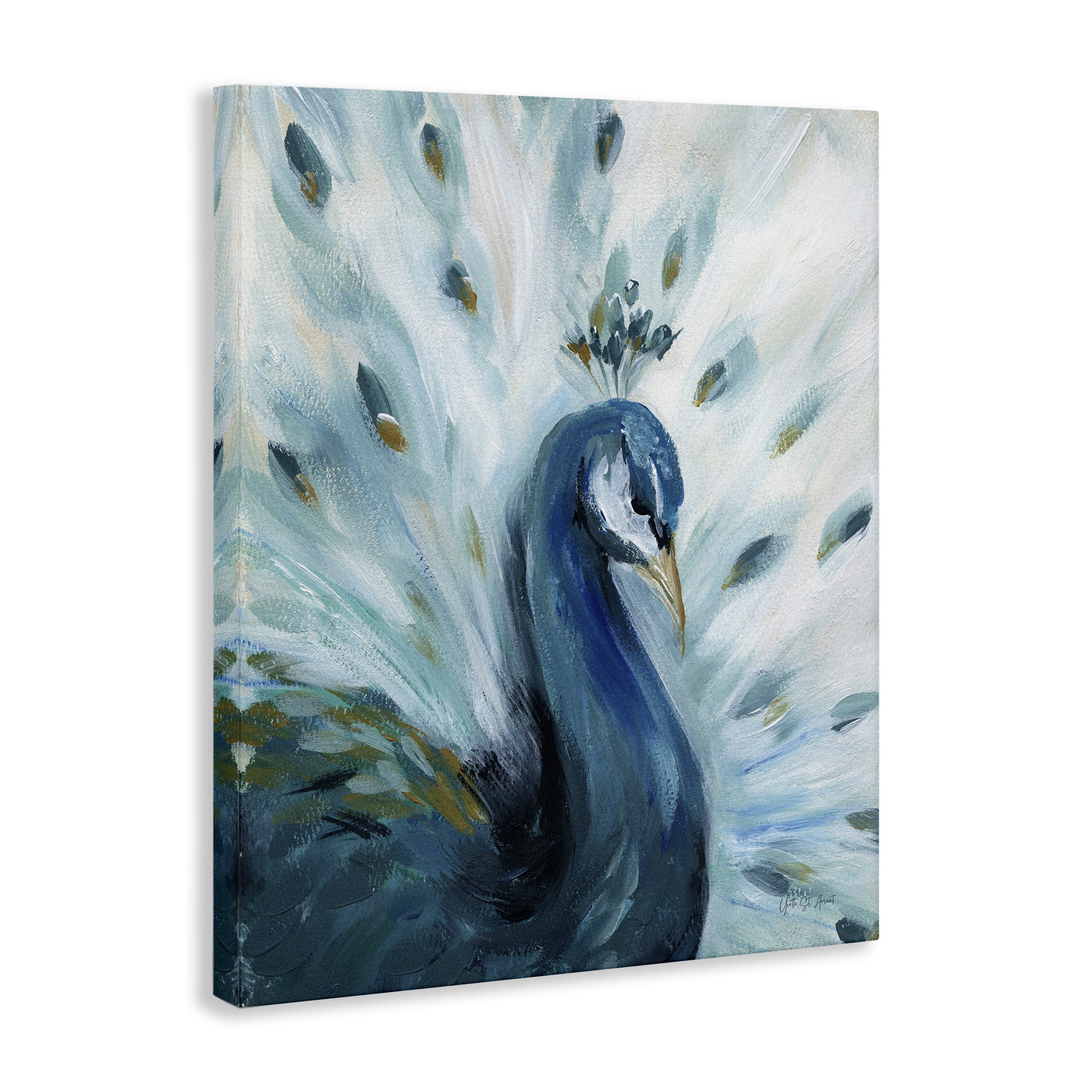 Stupell Industries Elegant Peacock Painting Animals & Insects Painting Gallery Wrapped Canvas Art Print Wall Art, 36 x 48