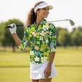 thumbnail image 4 of Uorisanigo Cute Four-Leaf Clover Womens 3/4 Long Sleeve Golf Polo Shirts Versatile Fashion Women's Dry-Fit Golf Polo Shirts with Zipper Comfortable Relaxed Quick Dry Outing Wear, 4 of 7