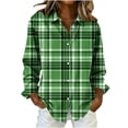 thumbnail image 2 of Ounisa Women's Tartan Plaid Single Button Long Sleeve Collared Shirt Top Soft Breathable Lightweight Relaxed Basic Blouse, 2 of 3