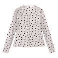 thumbnail image 4 of GZWYHT Women Crew Neck Polka Dot Sheer Mesh Blouse Slim Fit Long Sleeve See Through Crop Shirt Fall Clubwear White 2XL, 4 of 7