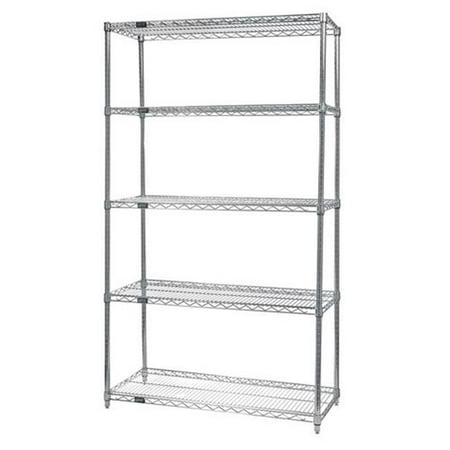 

Quantum Storage WR63-1248C-5 5-Shelf Chrome Wire Shelving Starter Kit 12 x 48 x 63 in.
