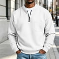 thumbnail image 2 of Zynoxe Sweatshirt for Men Comfort Waffle Knit Long Sleeve Pullover Top Fashion Half-Zip Henley Sweatshirt Versatile Solid Color Fall Sweatshirt with Chest Pocket & Elastic Cuffs Hem M, 2 of 10