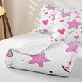 thumbnail image 4 of Manfei Lovely Stars Heart Quilt Full,Playful Design Full Bedspread Sets,Pink Gold White,Polkadot Reversible,3-Piece,1 Coverlet and 2 Pillowcases, 4 of 7