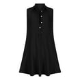 thumbnail image 7 of Diufon Summer Dresses for Women Lapel Collar Sleeveless Button Dress Solid Color A-Line Dress, 7 of 7