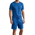 thumbnail image 2 of Men Solid Crew Neck Short Sleeve Tee & Drawstring Pocket Shorts 2 Piece Casual Summer Tracksuit Royal Blue XXL, 2 of 7