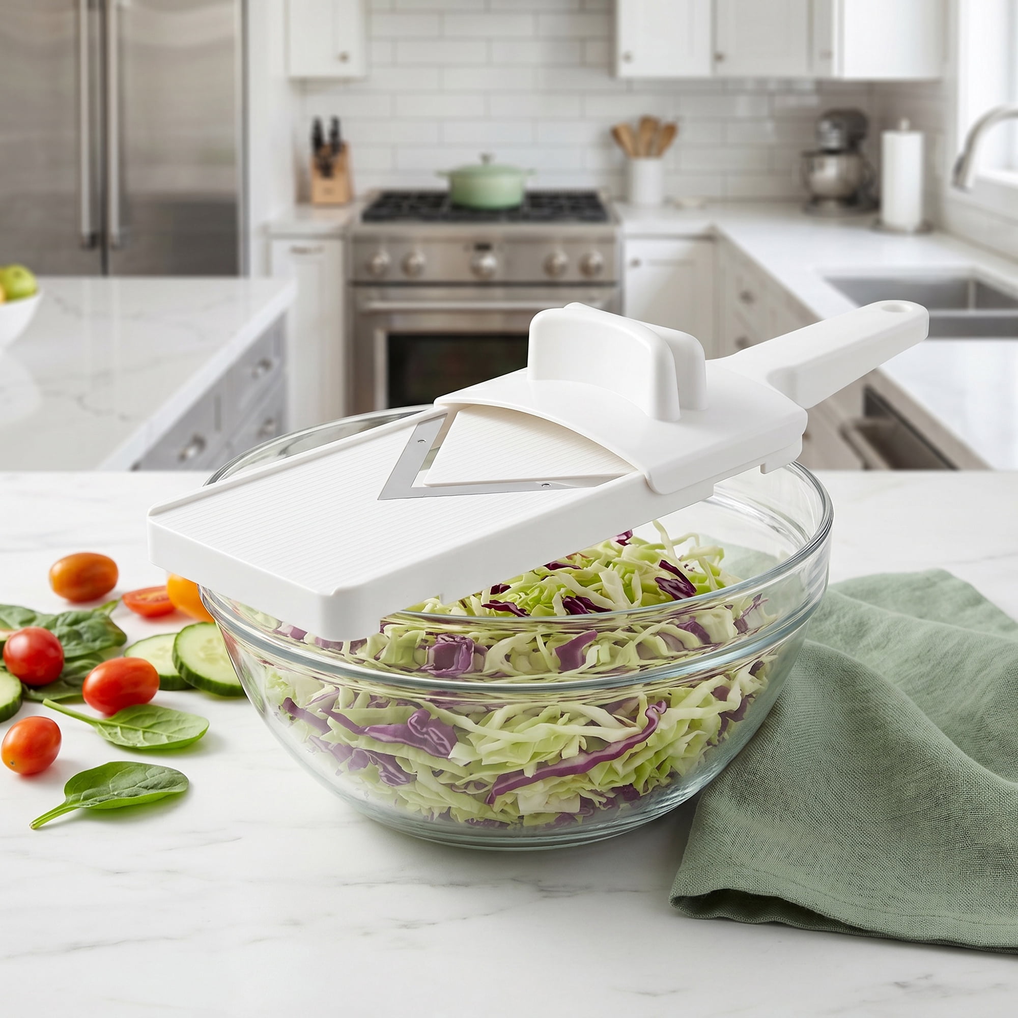 Unique Bargains Multifunctional Potato Slicer with Chopping Function White 12.6"x3.9"