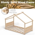 thumbnail image 3 of Joywind Twin Solid Wood House Floor Bed Frame with Safety Guardrails, Kids Bed for Boys Girls, 3 of 8