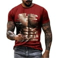 thumbnail image 6 of ZCFZJW Summer T-Shirts for Men Big and Tall 3D Fake Muscle Pattern Graphic Short Sleeve Crew Neck Workout T Shirt Loose Fit Soft Cotton Pullover Tops Wine L, 6 of 6
