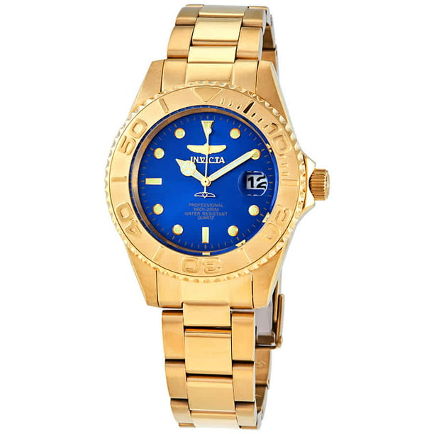 Invicta Pro Diver Quartz Blue Dial Yellow Gold-tone Men's Watch 29940