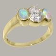 thumbnail image 2 of LBG British Made 18k Yellow Gold Cubic Zirconia & Natural Opal Womens Promise Ring - 33 size options - Size 7, 2 of 6