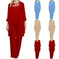 thumbnail image 6 of Fanxing Mother Of The Bride Dresses 3 Pieces Dress Set for Women 2025 Plus Size Mother of The Bride Pant Suit Chiffon Lace Cardigan Jacket Chiffon Outfits Khaki,XXL, 6 of 7