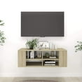 thumbnail image 2 of vidaXL Wall-Mounted TV Cabinet Chipboard Stereo Lowboard Hifi Multi Colours, 2 of 25