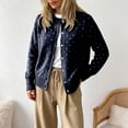 thumbnail image 4 of COMVALUE 2026 Leopard Cardigan Womens Button Up Sweaters Long Sleeve Cheetah Print Cropped Cardigan Jackets (Navy, XL), 4 of 6
