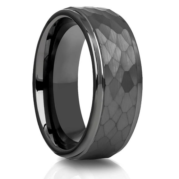 8mm Gunmetal Wedding Ring,Hammered Wedding Ring,Tungsten Carbide Ring,Engagement Ring,Man