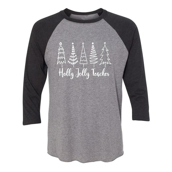 Holly Jolly Teacher Unisex 3/4 Sleeve Baseball Raglan Tee