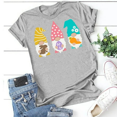 

Ayolanni Bunny Scrub Top Women Casual Printing Short Sleeves O-Neck Loose T-Shirt Blouse Tops