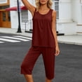 thumbnail image 3 of Yievot Sleeveless Pajamas Sets for Women Summer Casual Sleepwear Soft Pj Capris 2 Piece Lounge Sets Loungewear, 3 of 6