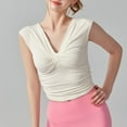 thumbnail image 3 of Hvot&aat Women's Sexy V Neck Slim Fit T Shirt Soft Sleeveless Twist Front Blouse Summer Solid Color Wrap Tops, 3 of 6