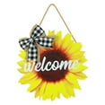 thumbnail image 1 of Xihbxyly Artículos Por Menos de $10 Placa de Puerta de Bienvenida con Forma de Girasol, Decoración Frontal, Lazo, Guirnalda de Madera, Accesorios de Decoración para Exteriores, 1 of 5