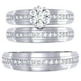 thumbnail image 3 of 0.75 Carat (ctw) 10K Gold Round Cut Diamond Men & Women's Engagement Ring Trio Bridal Set 3/4 CT, 3 of 4