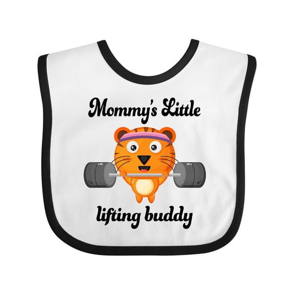 Inktastic Weightlifting Mommys Little Lifting Buddy Boys or Girls Baby Bib
