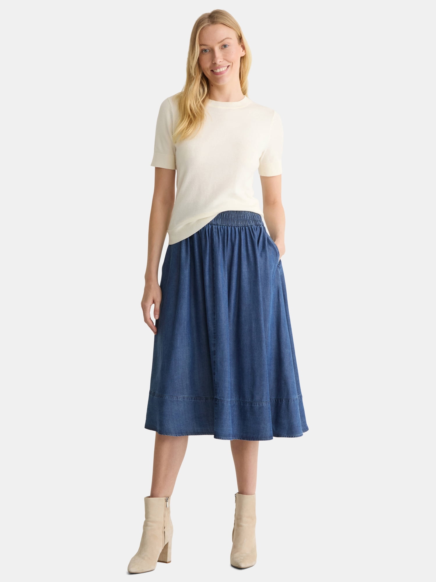 Time and Tru Women's Tiered Pull-On Skirt, Sizes XS-4X