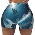 thumbnail image 2 of Goofa Ice Blue Ocean Cute Dolphin A Printed Workout Shorts Women Seamless Scrunch Butt Lifting High Waisted Gym Booty Shorts Elastic Workout Shorts-XX-Large, 2 of 8