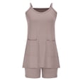 thumbnail image 4 of Lounge Sets For Women Mid Length Shorts Casual Temperament Suspender Pocket Purple Matching Lounge Sets S-3XL, 4 of 6