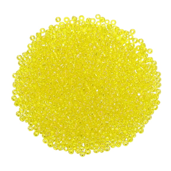 1600Pcs Glass Seed Beads, 1.5mm 15/0 Loose Mini Beads with Hole, Bulk Craft Spacer for Jewelry Making, Yellow AB