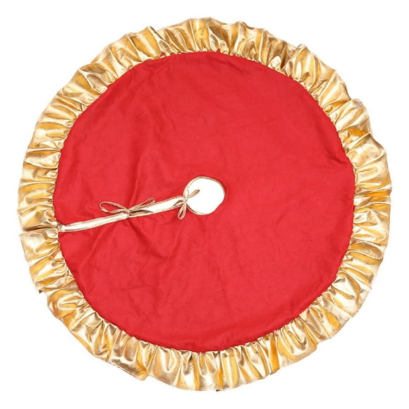 jovati 35 Inch Golden Ruffled Red Christmas Tree Skirt Home Decoration