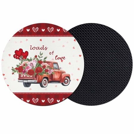 Valentine s Day Coasters Set of 2 Absorbent Coasters for Drinks Red Love Heart Romantic Roses Floral Coaster for Desk Coffee Table Protection Home Decor House Warming Gifts 4