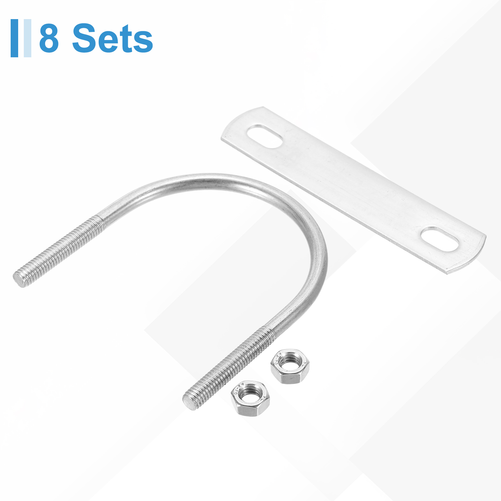 8 Sets M6 Round U-Bolts 60mm Inner Width 77mm Length U-Clamp Bolt