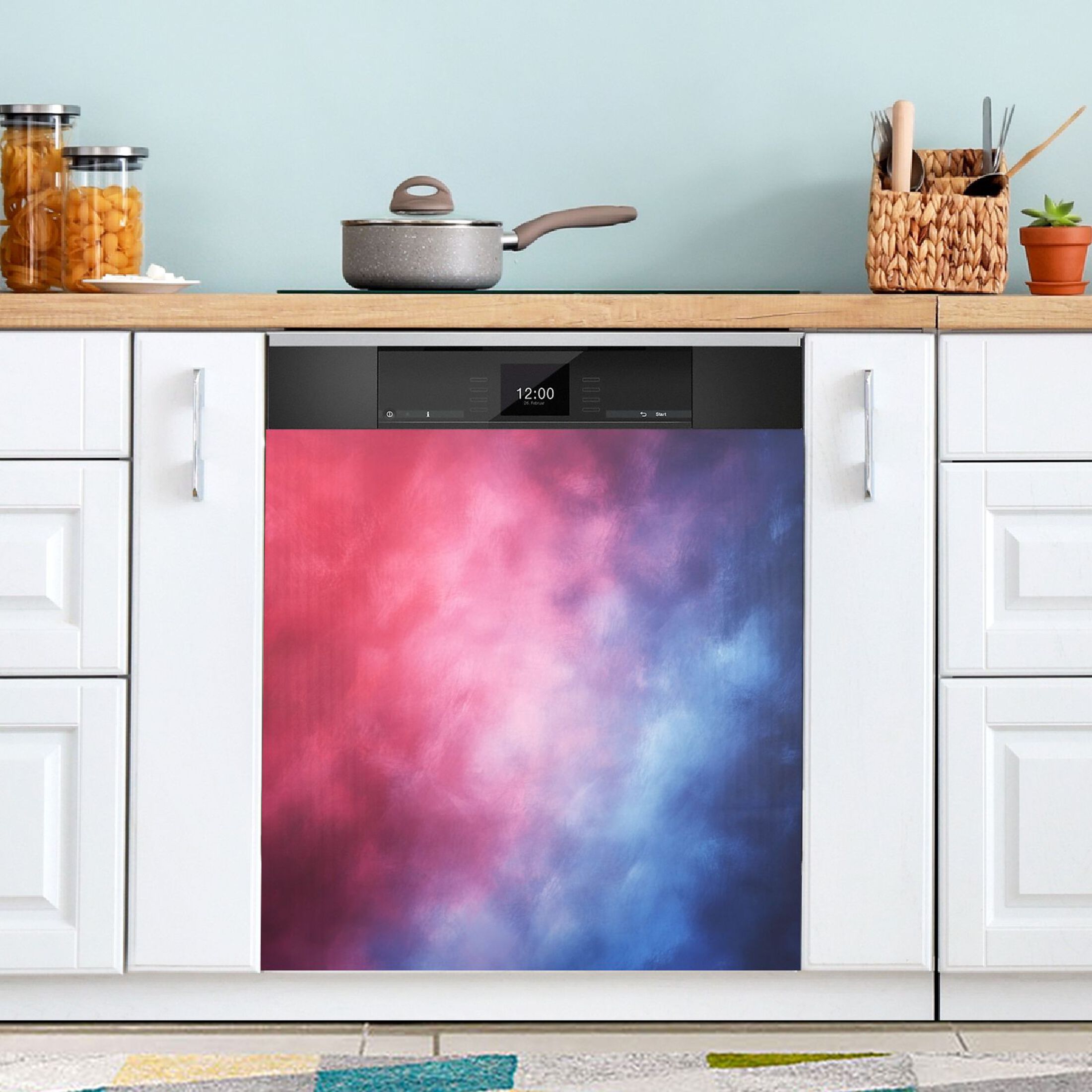Dishwasher Magnetic Sticker 23x26 Inch Refrigerator Magnetic Sticker Washing Machine Magnetic Sticker Kitchen Panel Magnetic Sticker Home Decor Red Blue Pattern