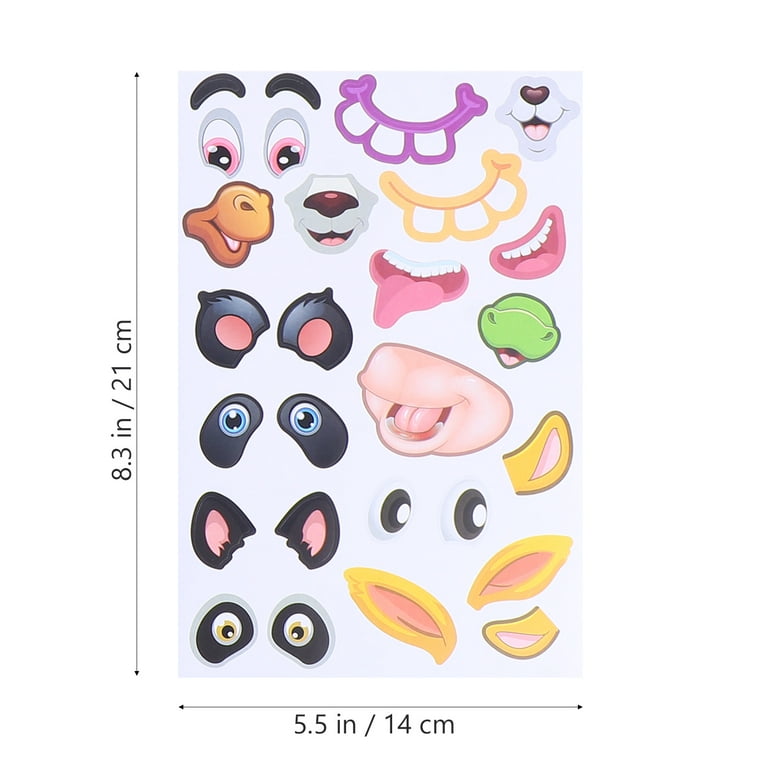 1 Set Make A Face Stickers Funny Make Your Own Animal Face Stickers for  Kids 