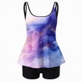 thumbnail image 4 of HCNTES Women Plus Size Tankini Swimsuit Two Piece Bathing Suit Cross Back Cutout Flowy Swim Top with Boy Shorts(M,a86-Purple), 4 of 5