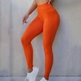 thumbnail image 4 of Solid High Waisted Yoga Pants for Women Slim Fit Stretchy Butt Lifting Leggings Thin Workout Pants Orange,XL, 4 of 5