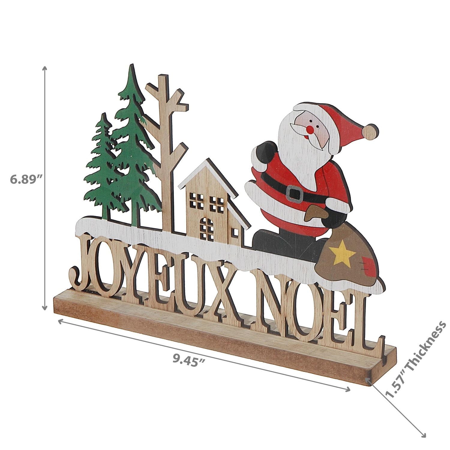 Joyeux Noel En Bois Avec Support De Père Noël