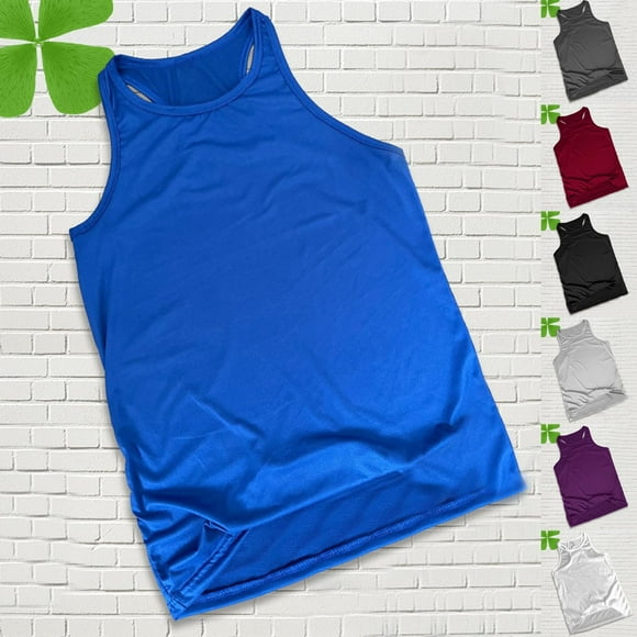 Yuyuzo Débardeur d'Entraînement à Dos Nageur pour Hommes Sans Manches Chandails Athlétiques Col Rond Extensible Coupe Ajustée T-Shirts de Yoga Course