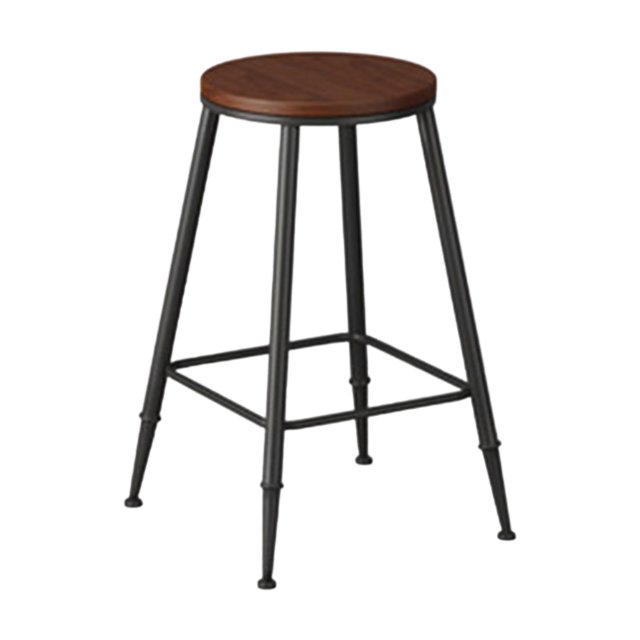 Taburete De Bar Moderno, Antideslizante, Redondo, De Altura De Mostrador, Sin Brazos, Con Estructura De Metal, 65 Cm, Sin Acolchado 65 centímetros