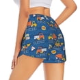thumbnail image 4 of Picia Construction Vehicles Pattern Women's 2 in 1 Athletic Running Shorts High Waisted Workout Casual Gym Sweat Shorts with Comfy Liner Zipper Pockets-X-Large, 4 of 9